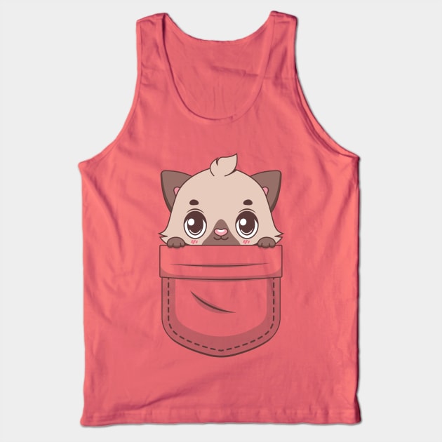 Kawaii kitten in pocket design Tank Top by GazingNeko